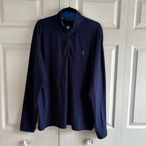 Polo Ralph Lauren Golf Wicking Quarter Zip L Jersey Pullover Blue Green Logo